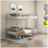 Cadre de lit superposé simple au-dessus d'un lit simple argenté brillant Long Beach, mobilier de chambre à coucher moderne de style bord de mer