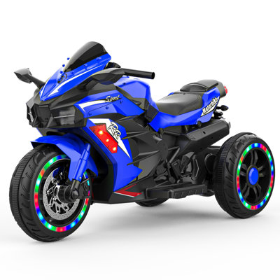 12v Electric Motorcycle For Kids 3-11 Years Old, 4 Mph Max Speed, Led Lights, Bluetooth Music, Battery Powered