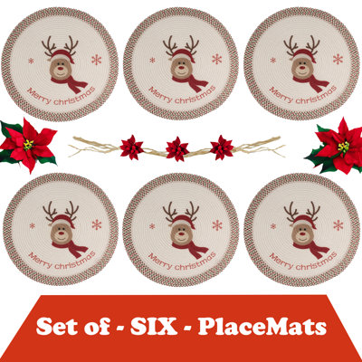 Ensemble de 6 napperons de table de Noël et de cuisine antidérapants Christmas