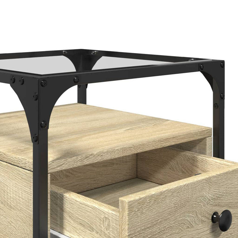 Ahlerich 40cm W Steel Bedside Table, Sonoma Oak