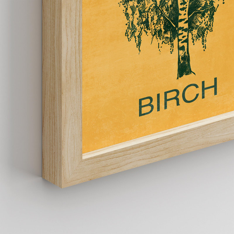 «Duotone Yellow Birch Tree Silhouette Floral Botanical» sur papier, Naturel, H 14 po x l 11 po