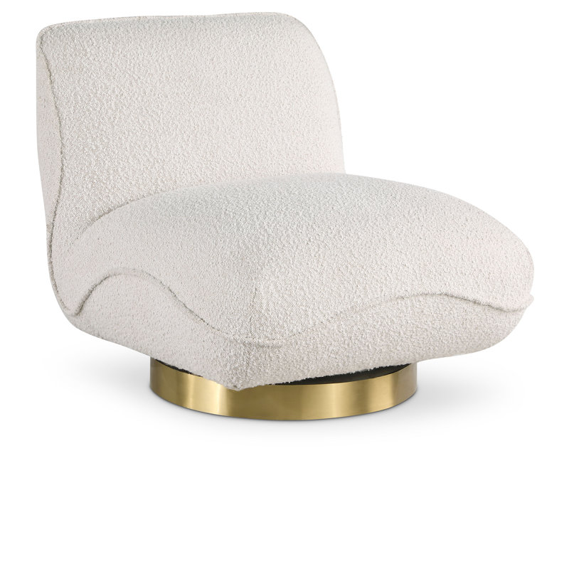 Iyden Upholstered Swivel Slipper Chair, Cream Boucle Fabric