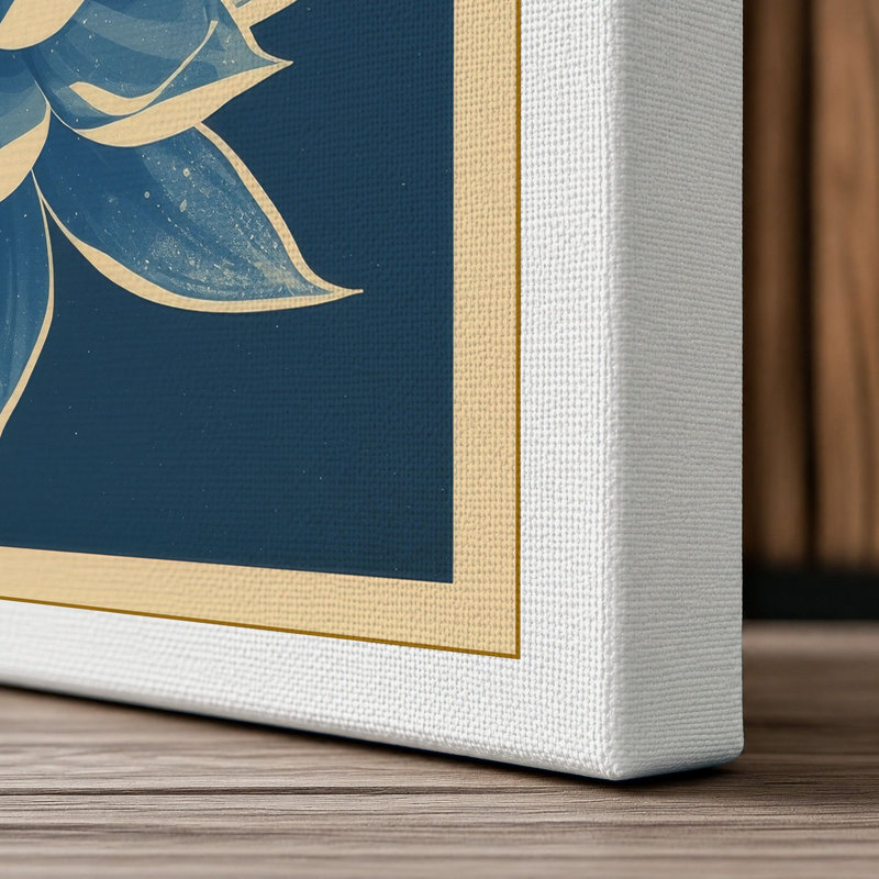 Lotus in Teal Botanical - Wrapped Canvas, 30x20 - 76.2 x 50.8 cm, White Border