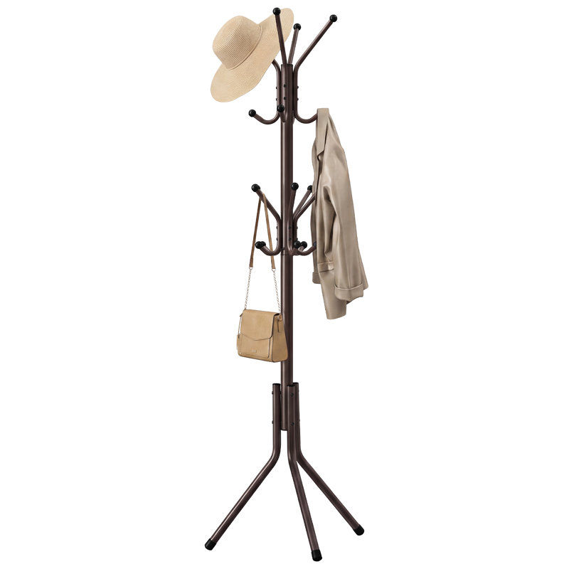 Coat Rack, Metal Coat Tree, Freestanding Organizer For Clothes, Bags, Hats, 175 Cm Tall, 16 Hooks, For Entryway, Living Room, Bedroom