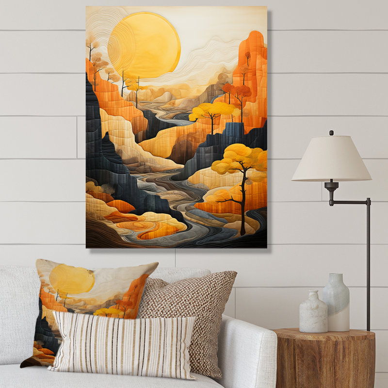 «Leesha Bold Landscape Canyon Desert» - art mural Canyon, H 20 po x l 12 po x P 1 po, Toile tendue