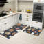 Ensemble 2 pièces de tapis de cuisine décoratifs bleu marine