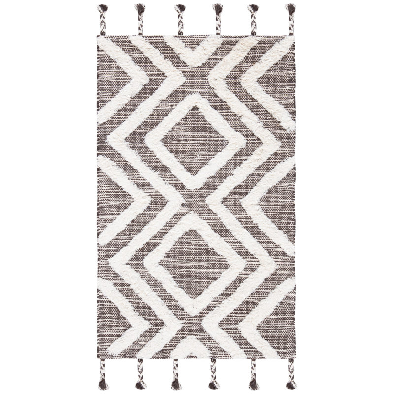 Alimatou Hand Tufted Wool Geometric Rug, Rectangle 3' X 5'