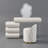 Shepler Humply Makeup Vanity Set with Mirror and Lights 40'' to 53'' LED Touchscreen Mirror Five Drawers Ample Storage Included Leather Stool White Faux Leather Engineered Wood Modern Style-1548368890