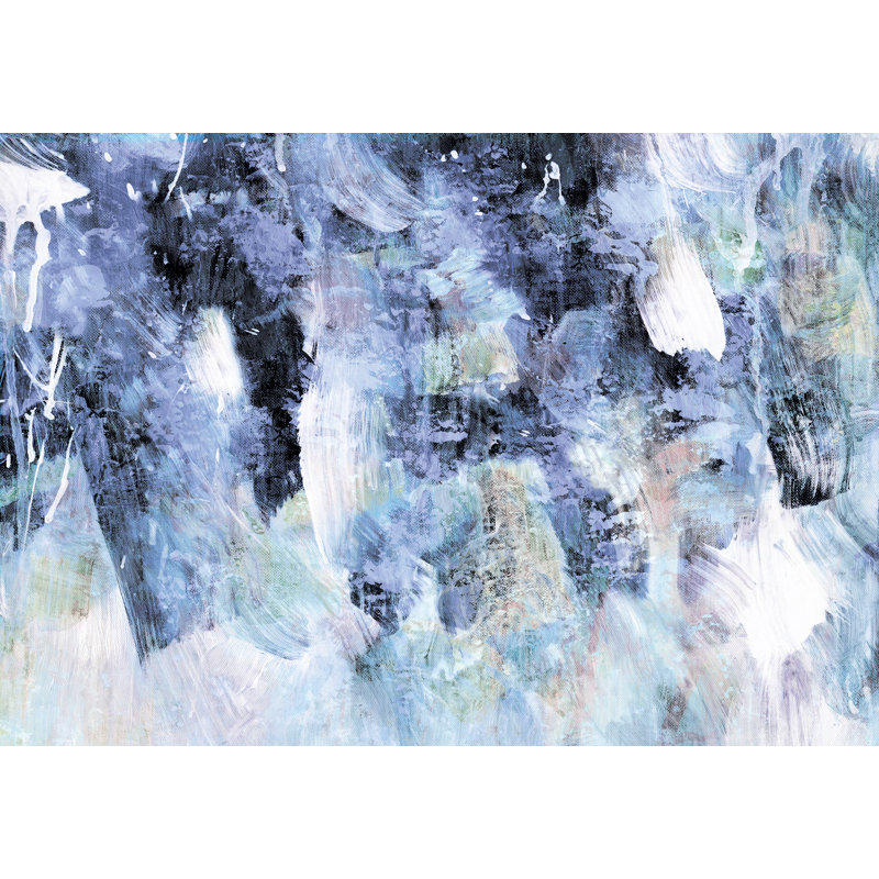 "Marine sapphire", coups de pinceau mélangés - peinture sur toile tendue, H 24 po x l 36 po