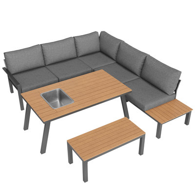 Wicker 7 - Person Garden Lounge Set with Cushions