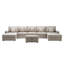 Canapé modulaire double 6 pièces avec lin beige, pieds interchangeables, coussins décoratifs, pieds décoratifs