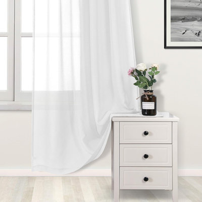 2 Panels  Sheer Curtains for Living Room Linen Look Voile Drapes Grommet Window Curtain Panel