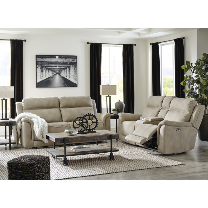 Causeuse inclinable électrique avec console Brookley, Beige