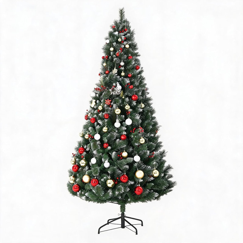 Sapin de Noël artificiel de 1,80 m, pré-illuminé et recouvert de neige floquée, 250 lumières, 778 branches