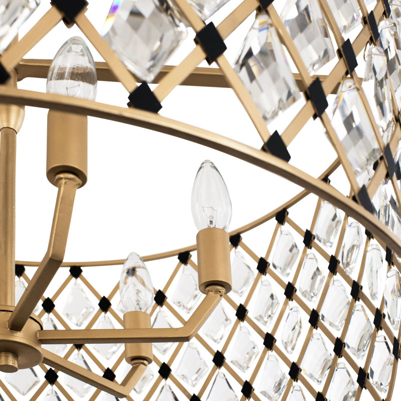 Luminaire suspendu en cristal Windsor - l 25 po - or français / noir mat, Or français / noir mat