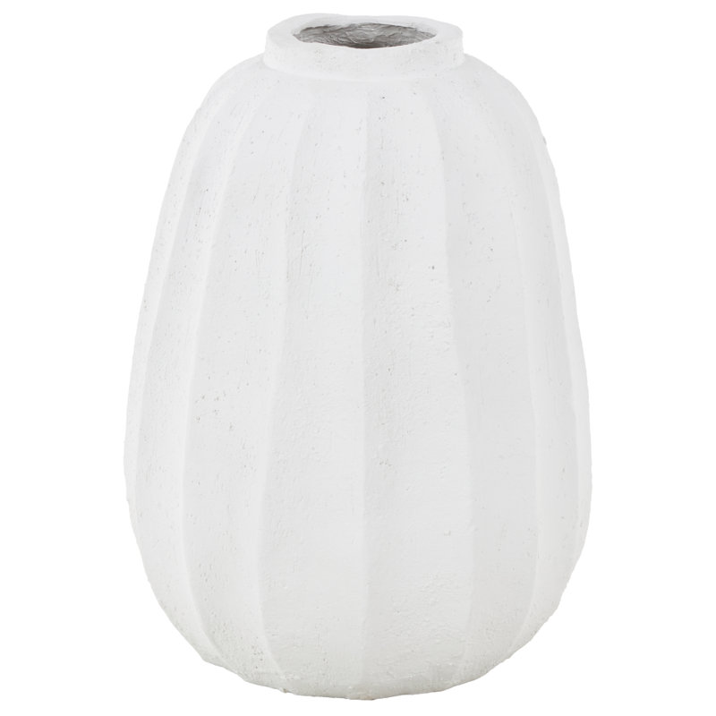 Magnesium Oxide Wide Vase With Carved Grooves