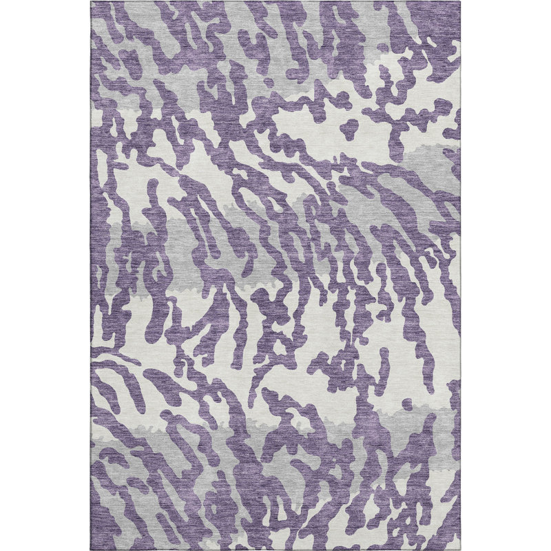 Premium Machine Washable Prisco Purple Rug, Rectangle 10' x 14'