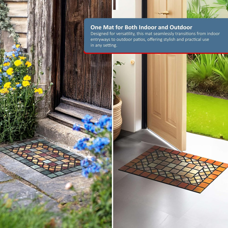 Non-Slip Stone Doormat, Red, 40cm W x 60cm L