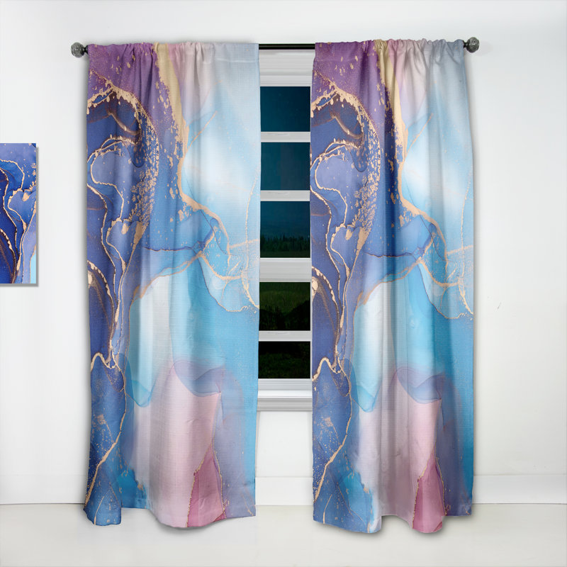 Paire de rideaux semi-transparents avec passe-tringle, Bleu / mauve, L 52 po x L 108 po