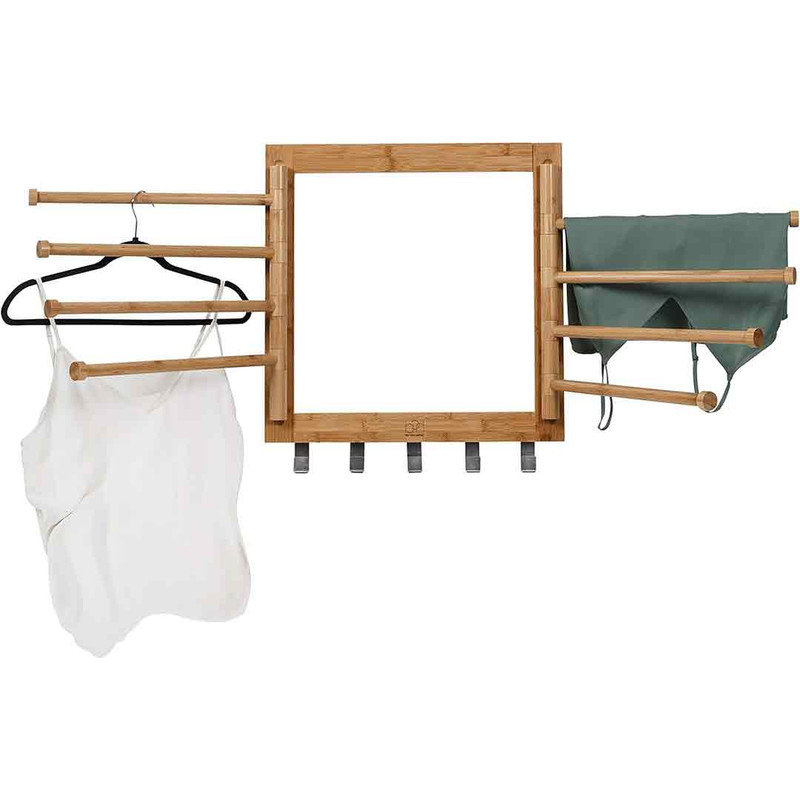 Bamboo Swivel Wall-Mounted Drying Rack, 22.4" x 20" x 1.73"
