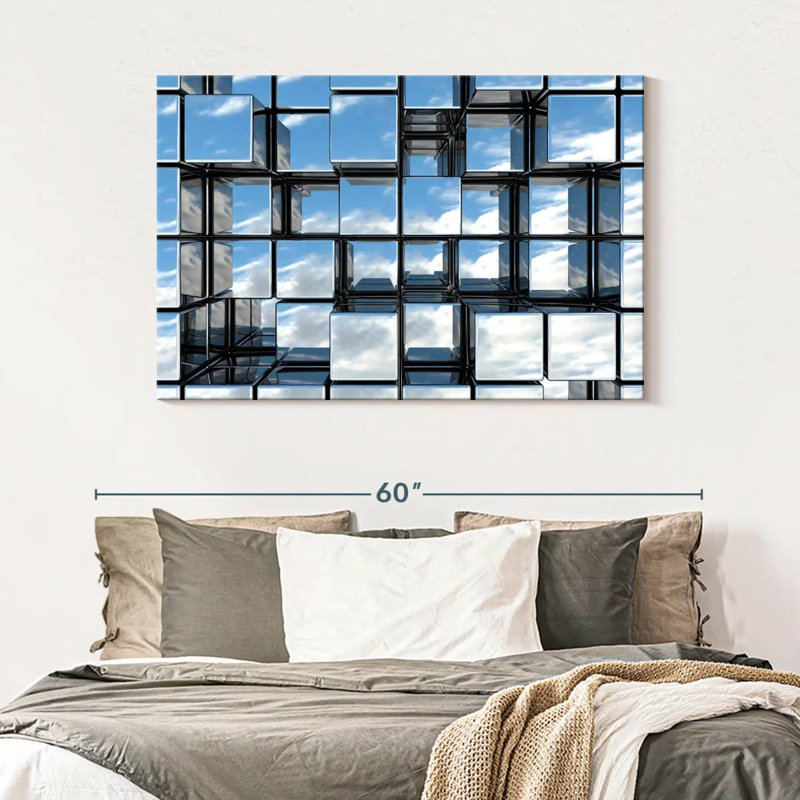 Abstract Square Mirrors Canvas Print, 32" H x 48" W x 1.25" D