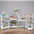RiverRidge Kids Art Table Desk with Ladder Shelf and Open Storage Shelf for Playroom - White with 2 10" Floating Bookshelves