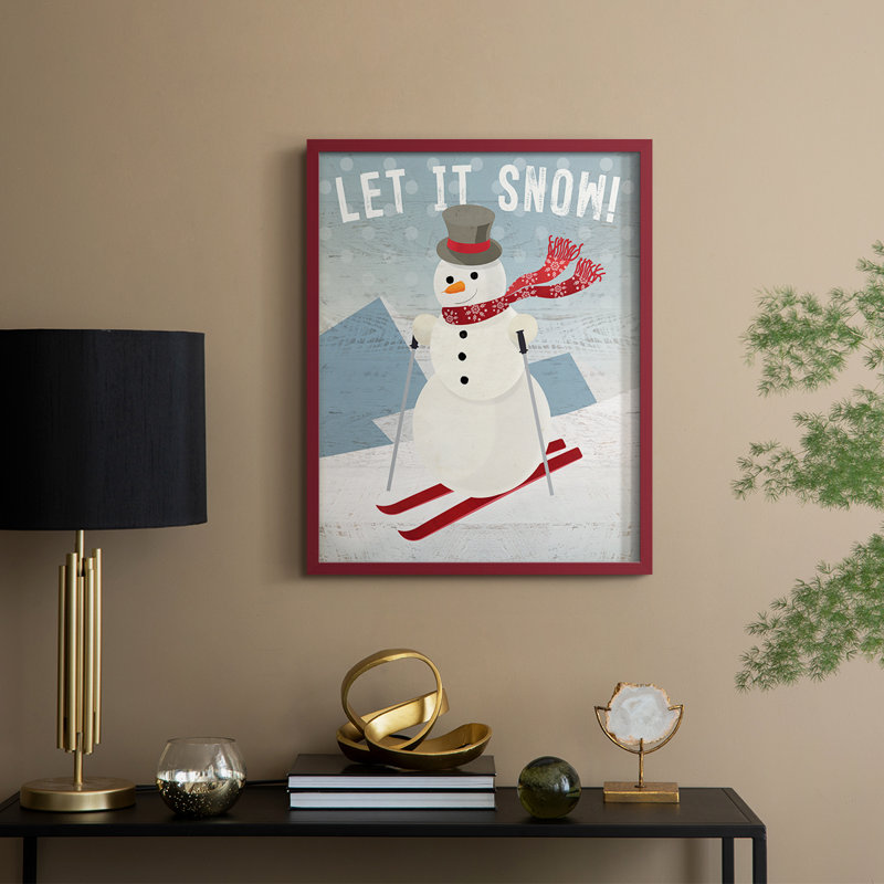 Let It Snow, reproduction encadrée - bois massif, H 11 po x l 9 po, Rouge