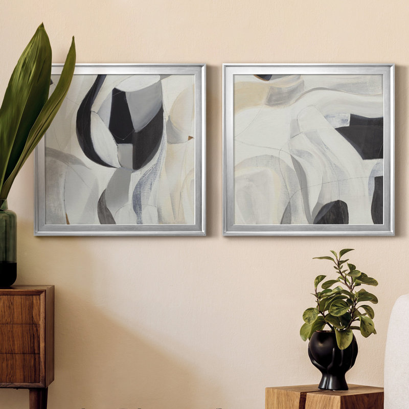 La recherche - ensemble de 2 reproductions d'art sur toile, Pas de tapis, H 22,5 po x l 45 po x P 1,5 po, Encadrement argenté