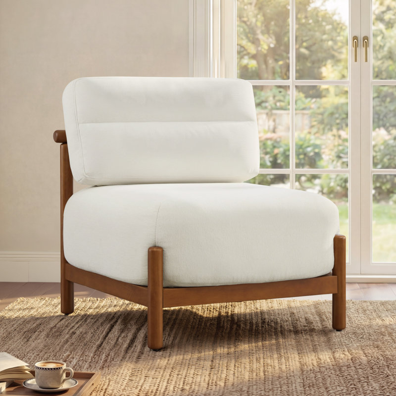 Chaise d'appoint en bois massif au design intemporel et grain de bois naturel, Beige