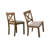 Transitional Style 6 Pieces Driftwood Dining , Rectangular Table, 4 Side Chairs With "x" Window Frame And Bench, Rubberwood Base Versatile, Pieces, Antique Oak Finish, Cushion, Natural Weave Fabric