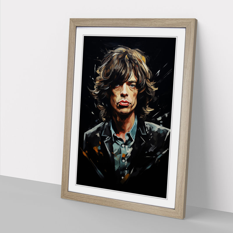 Mick Jagger Conceptual - Single Picture Frame Print on Wood, Oak, 46" H x 34" W x 2" D