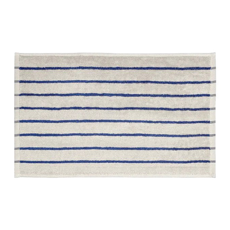 100% Cotton Hand Towel, Moonbeam/Mazarine Blue Narrow Stripe