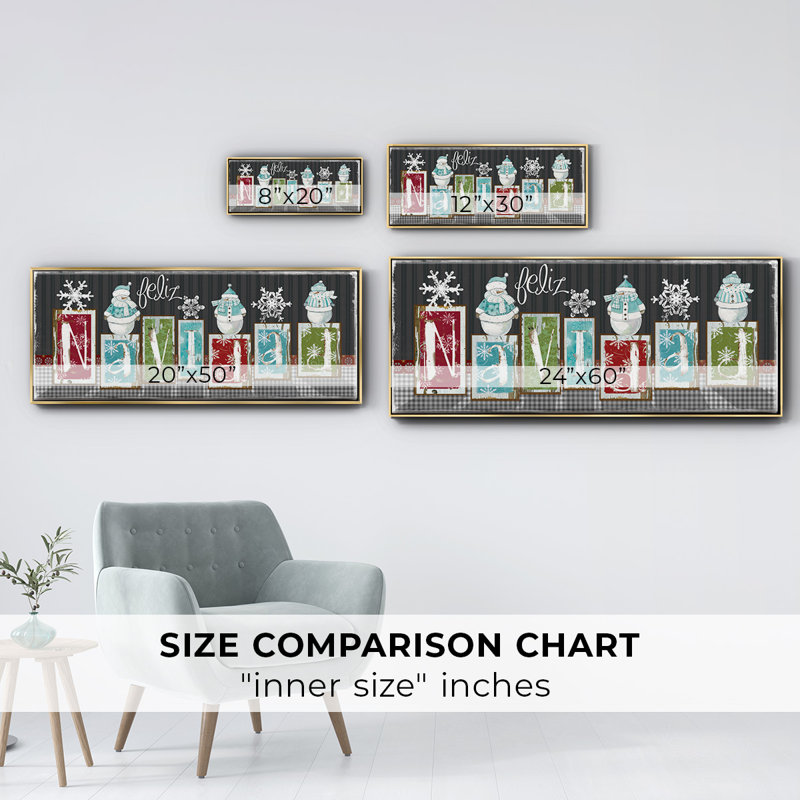 Navidad Blocks- Framed Canvas, 20" H x 50" W
