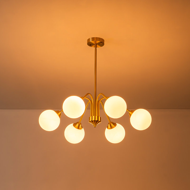 Lustre Spoutnik en laiton et verre , 6