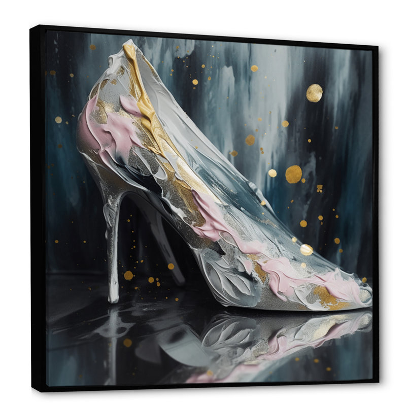 «Pink High Heel Enchantment I», reproduction d'art sur toile, H 36 po x l 36 po x P 1,5 po, Cadre flottant noir
