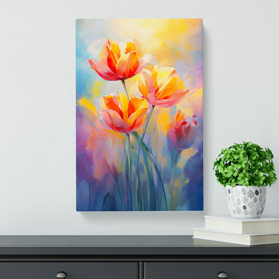 Tulip Flower Impressionism No.2 - Wrapped Canvas