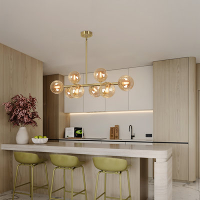 8-light Dimmable Chandelier Bubble Chandelier Sputnik Modern Linear Chandelier For Dining Room