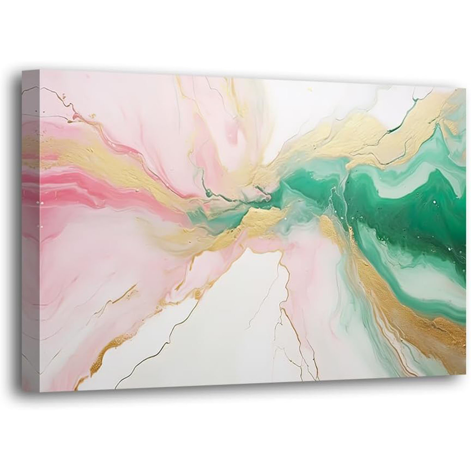 Mercer41 Abstract Canvas Wall Art Pink And Green Marble Picture Prints ...