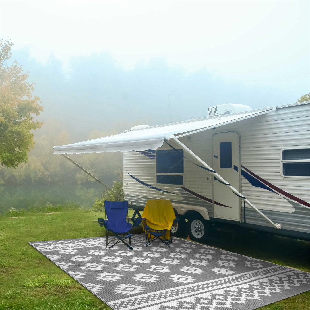 Reversible Recycled Plastic Camping And Picnic Rugs Grey/White 270 X 360 Cm