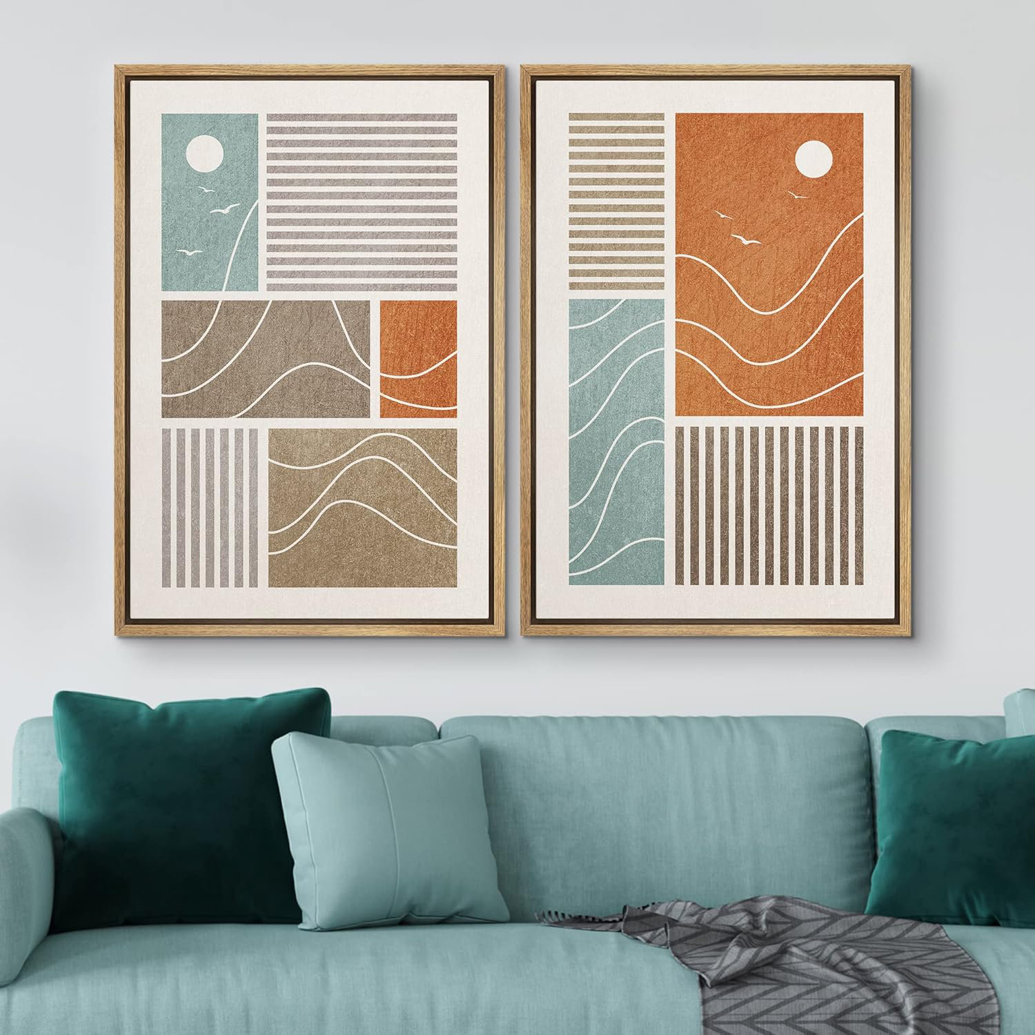IDEA4WALL Geometric Line Mid-Century Pastel Color Block Collage ...