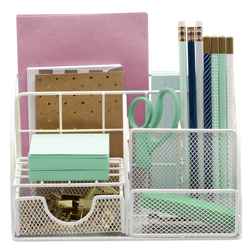 L'organisateur de bureau en maille tout-en-un Sorbus comprend un porte-stylo / crayon, un organisateur de courrier et un tiroir coulissant, idéal pour la maison ou le bureau