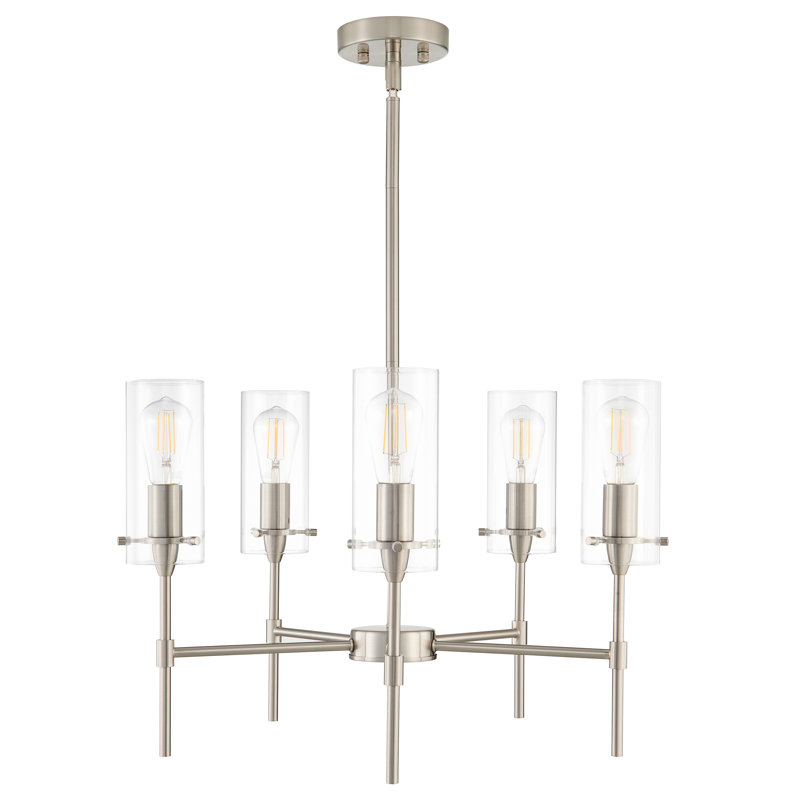 Lustre sphérique Spoutnik à 5 lumières Angelina, Nickel brossé