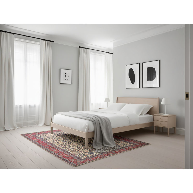Tapis traditionnel rouge / crème, Rectangle 5 pi x 7 pi