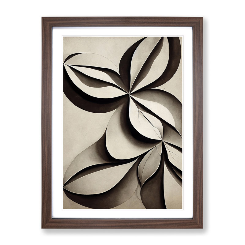 Creative Leaves Abstract - Single Picture Frame Print, 34cm H x 25cm W x 2cm D, Brown Framed