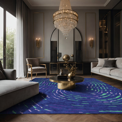 Tapis bleu soyeux et moelleux