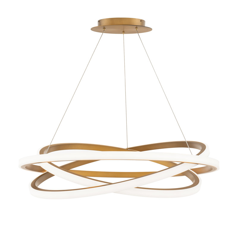 Veloce 1 - Light Unique Geometric Chandelier, 8" H x 38" W x 38" D, Aged Brass