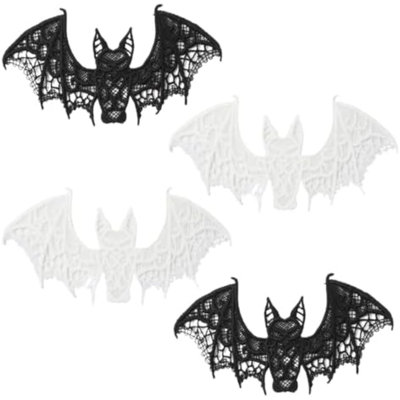 4 Pcs Halloween Bats, Decoration Lace Bat, 3D Scary Black Bat Decor, Halloween Room Decor, Realistic Prank Props