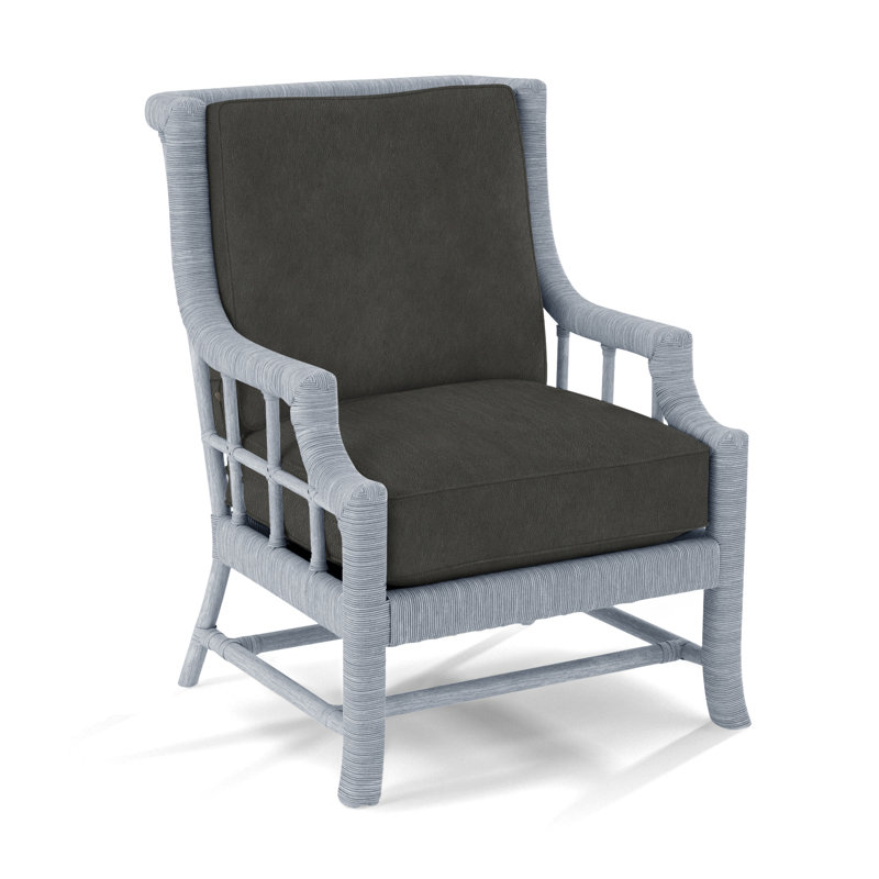Lafayette Armchair, White Textured Performance; 0865-91, Sea Glass