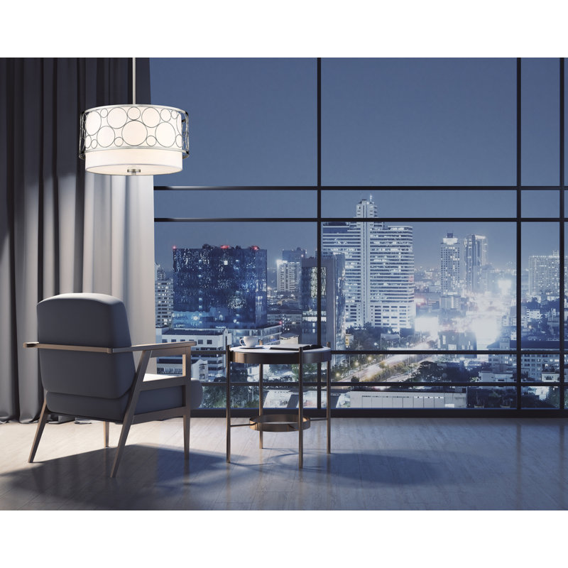 Luminaire suspendu 3 lumières Kendall, Nickel brossé