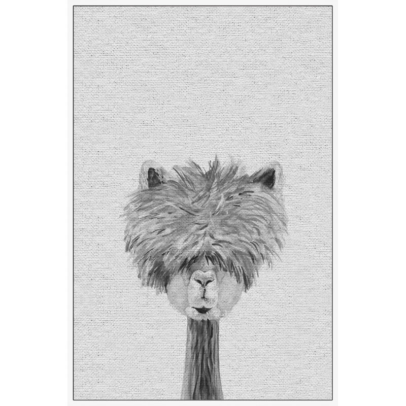 Bushy Haired Llama III - Floater Frame Painting on Canvas, 152 cm H x 102 cm W x 3 cm D